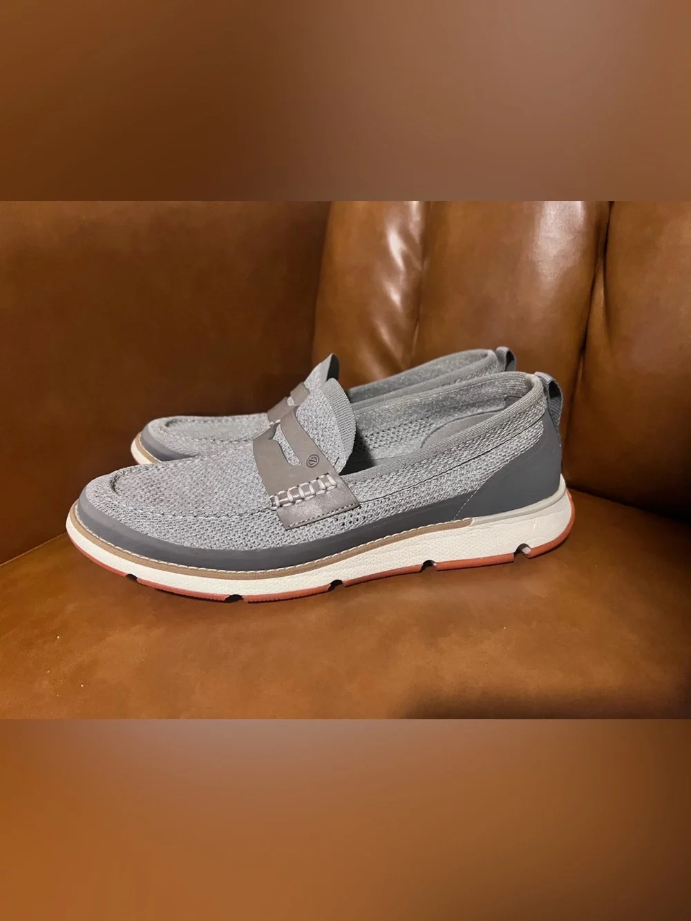 Cole Haan 4.ZERØGRAND Stitchlite Loafers gray leather penny strap men’s size 9M